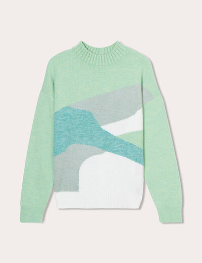 Pull col montant multicolore femme