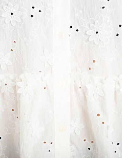 Blouse &agrave; motif en relief ecru femme
