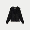 Blouse dentelle manches longues noir femme