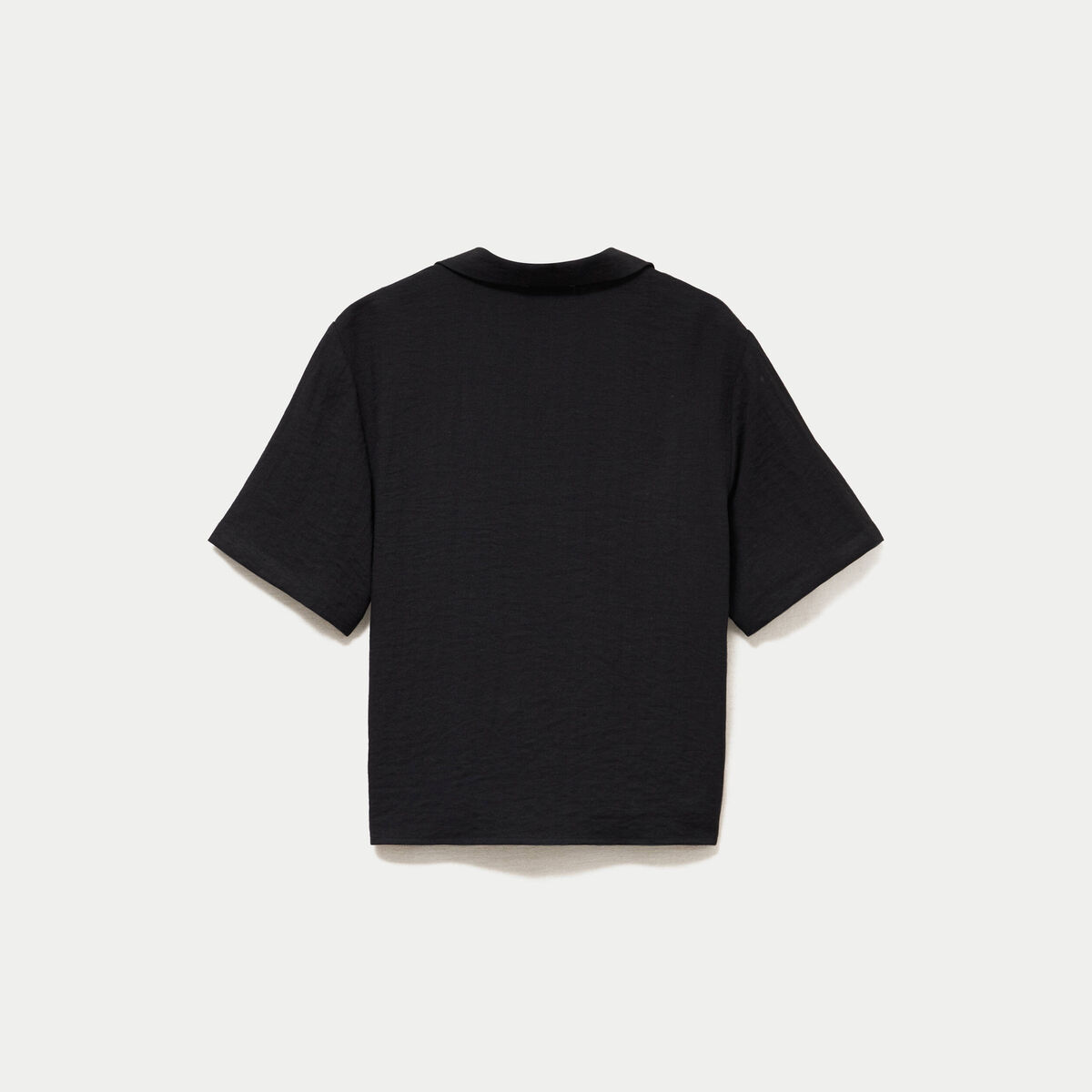 Chemise droite pliss&eacute;e manches courtes noir femme