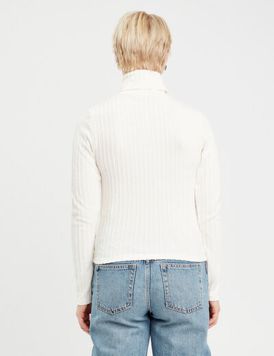 T-shirt col roulé ecru femme