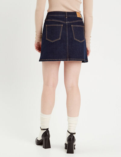 Jupe droite courte en jean denim brut femme