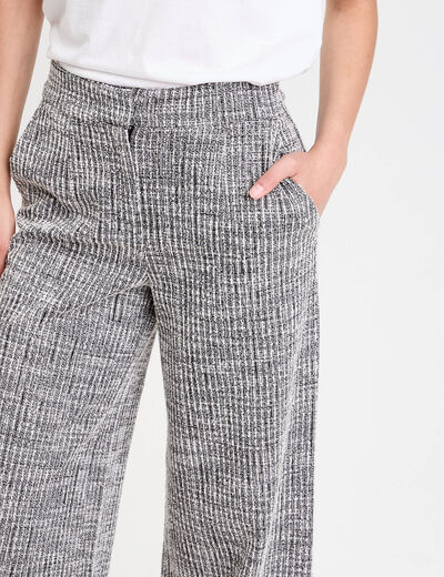 Pantalon large en tweed gris femme