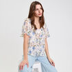 Blouse droite courte col V blanc femme