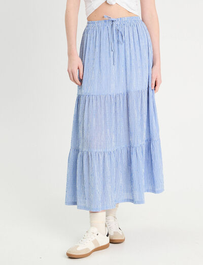 Jupe longue trapèze bleu clair femme