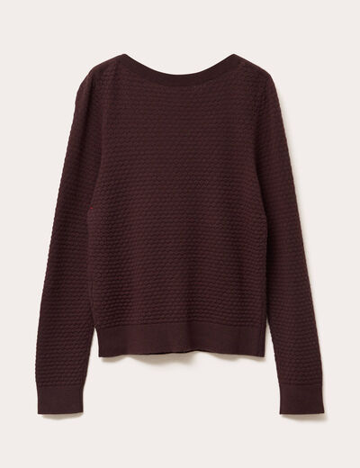 Pull col bateau marron foncé femme