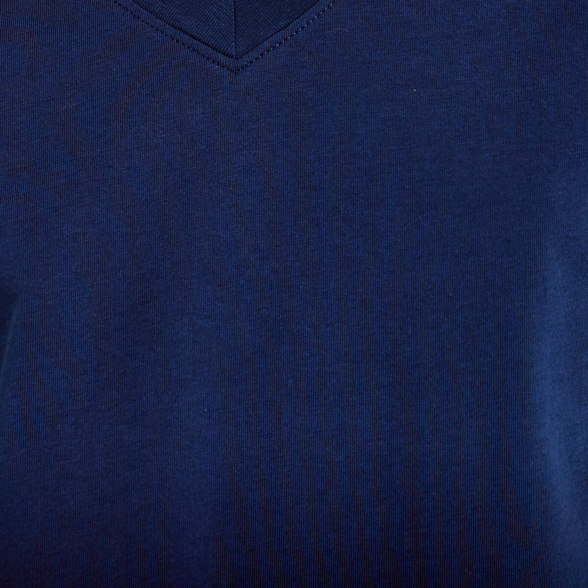 T-shirt col v manches courtes bleu fonc&eacute; femme