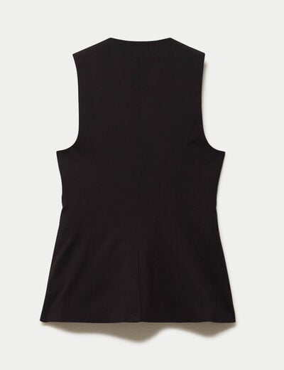 Gilet ajust&eacute; sans manches col rond noir femme