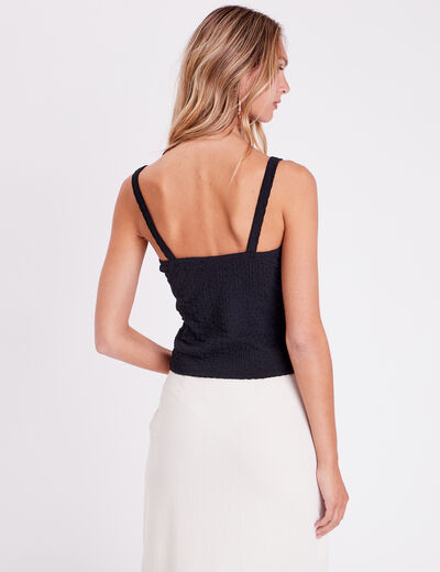 Débardeur bustier gauffré noir femme