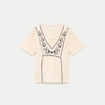 Blouse col v manches courtes ecru femme