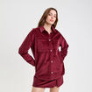 Chemise oversize en velours bordeaux femme