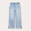 Jeans droit &agrave; revers denim triple stone femme