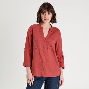 chemise manches 34 contenant du lin vieux rose femme Chemise manches 3/4 contenant du lin vieux rose femme