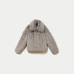 Veste courte en fausse fourrure gris clair femme
