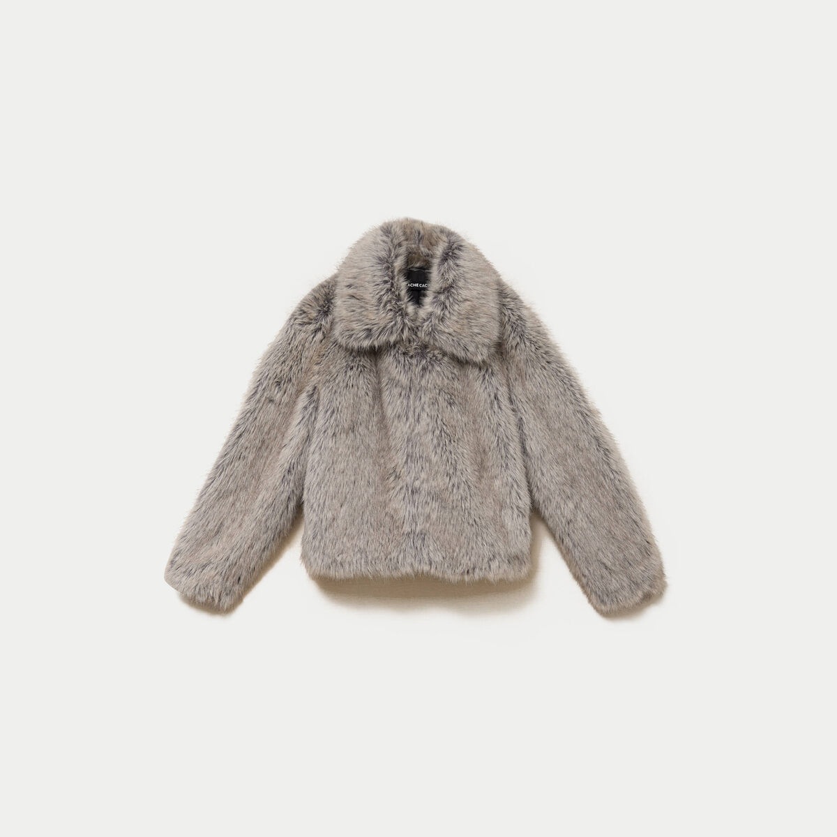 Veste courte en fausse fourrure gris clair femme