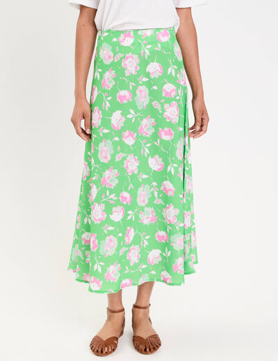 Jupe &eacute;vas&eacute;e longueur midi vert fluo femme