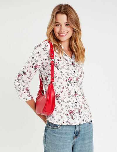 Chemise manches 3/4 blanc femme