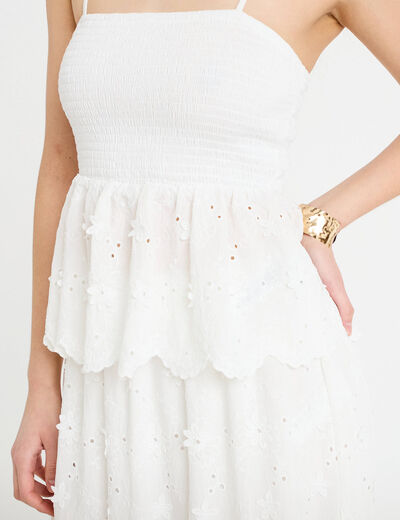 Top bi-mati&egrave;re &agrave; bretelles blanc femme