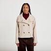 Caban court col montant beige femme
