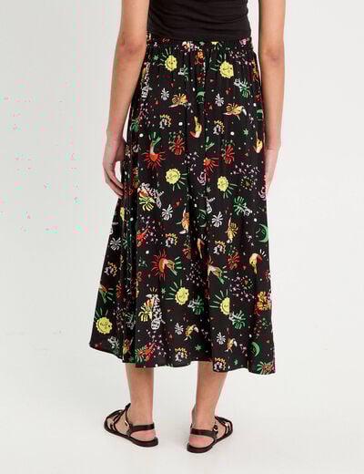 Jupe longue évasée noir femme