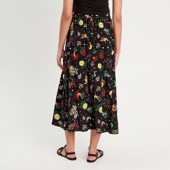 Jupe longue évasée noir femme