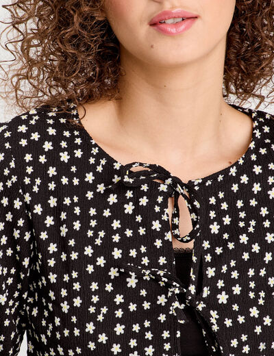 Blouse avec noeuds noir femme
