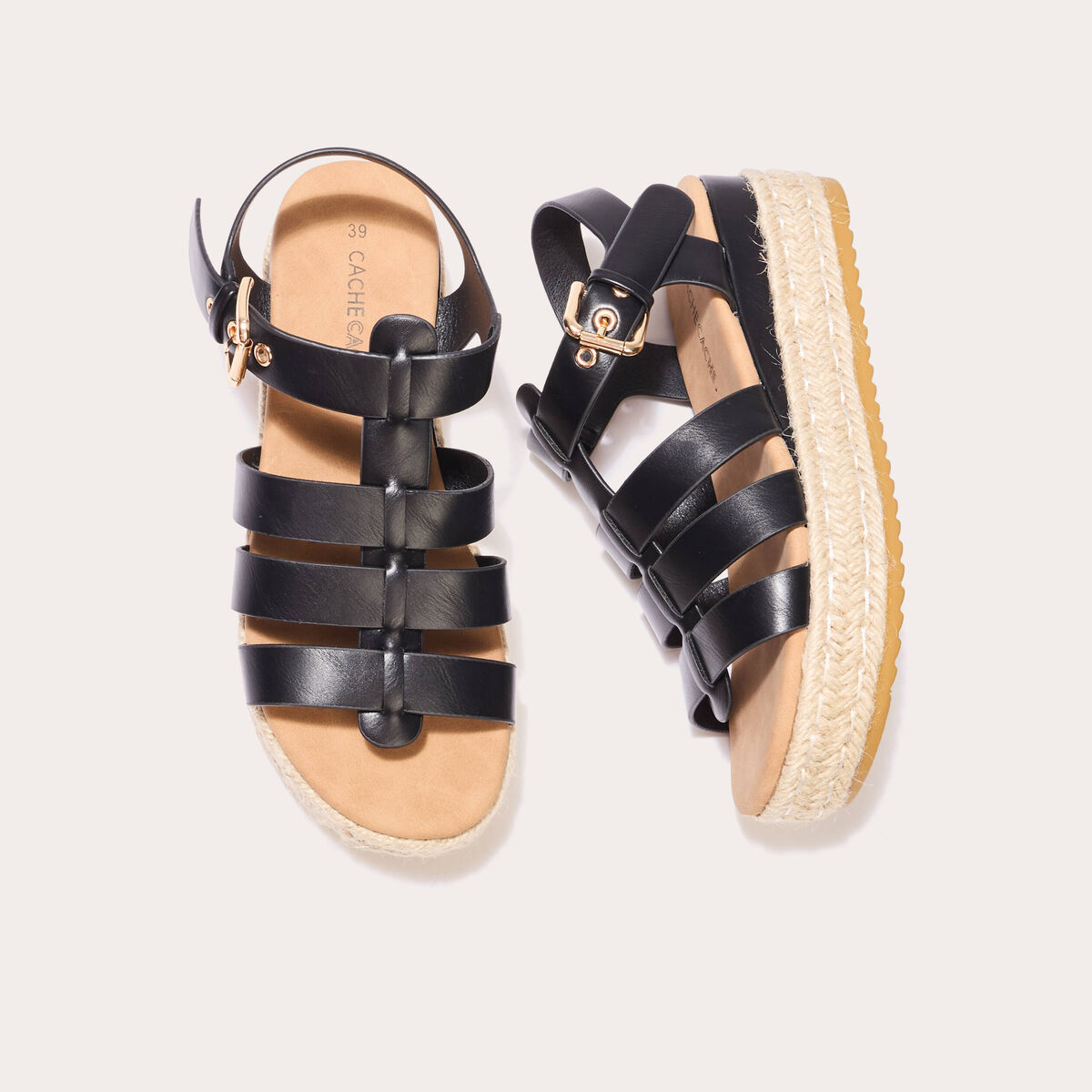 Sandales plateformes noir femme