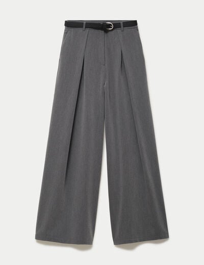 Pantalon bootcut ceinture amovible gris clair femme