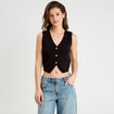 Gilet sans manches col en V noir femme