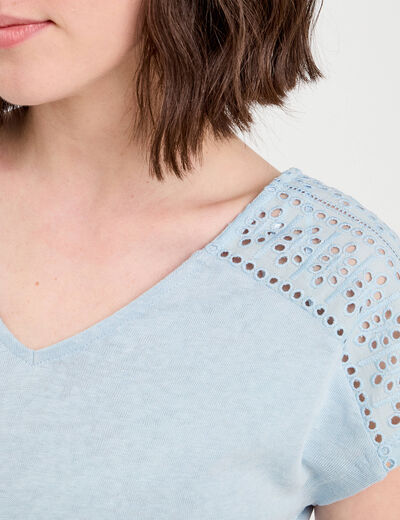 T-shirt manches courtes bleu clair femme