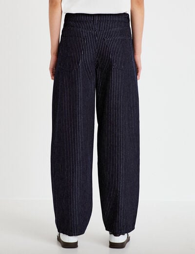Jean barrel taille haute denim brut femme