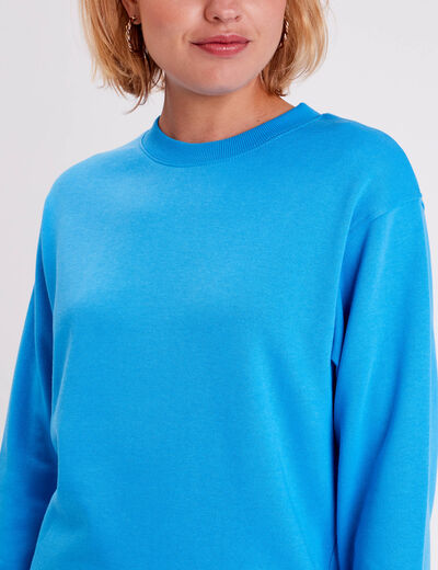 Sweat oversize col rond bleu femme