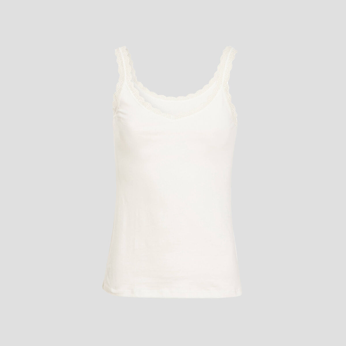 Débardeur liserés dentelle ecru femme