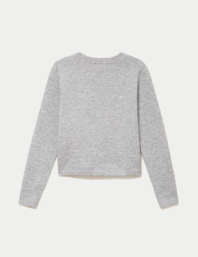 Gilet col v manches longues gris fonc&eacute; femme