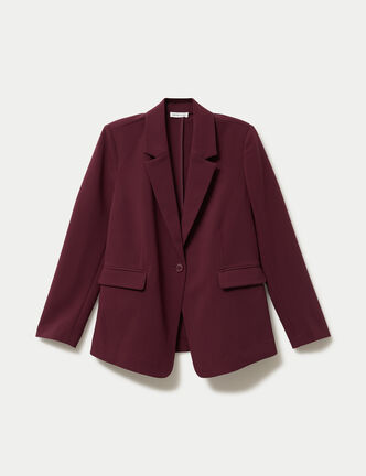 Veste esprit blazer violet fonc&eacute; femme