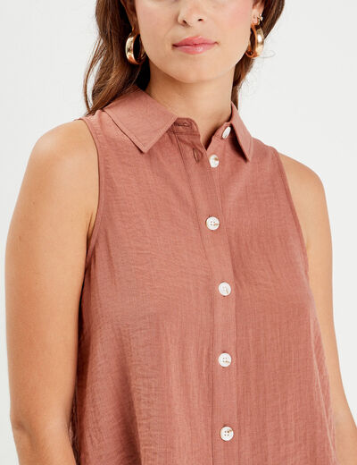 Chemise sans manches marron femme