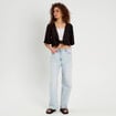 Blouse nouée cropped noir femme