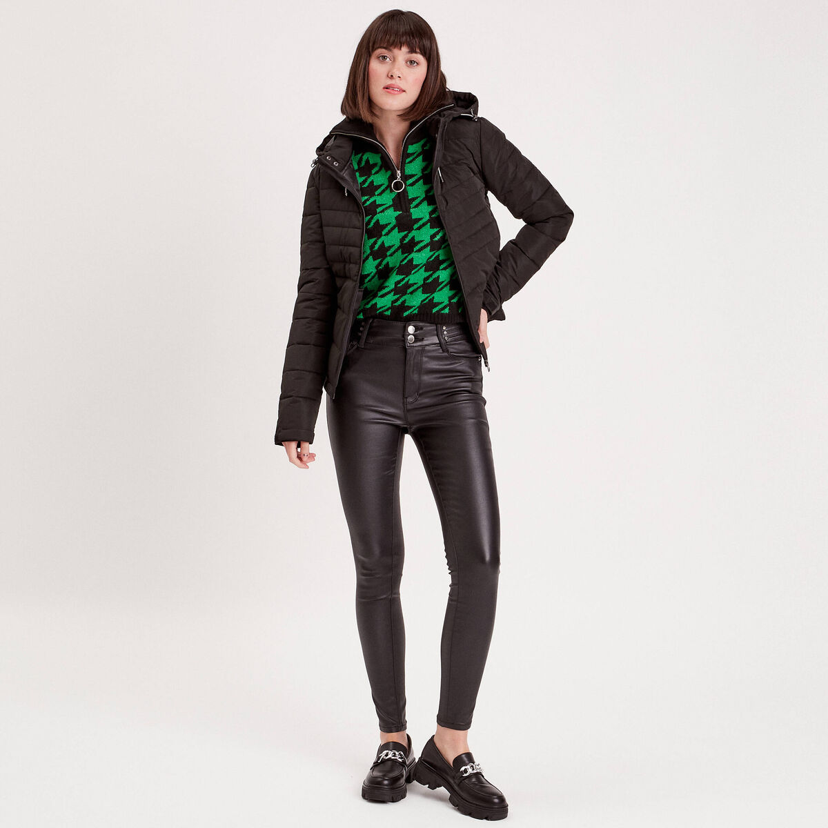 Pantalon skinny enduit denim noir enduit femme