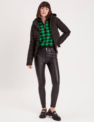Pantalon skinny enduit denim noir enduit femme