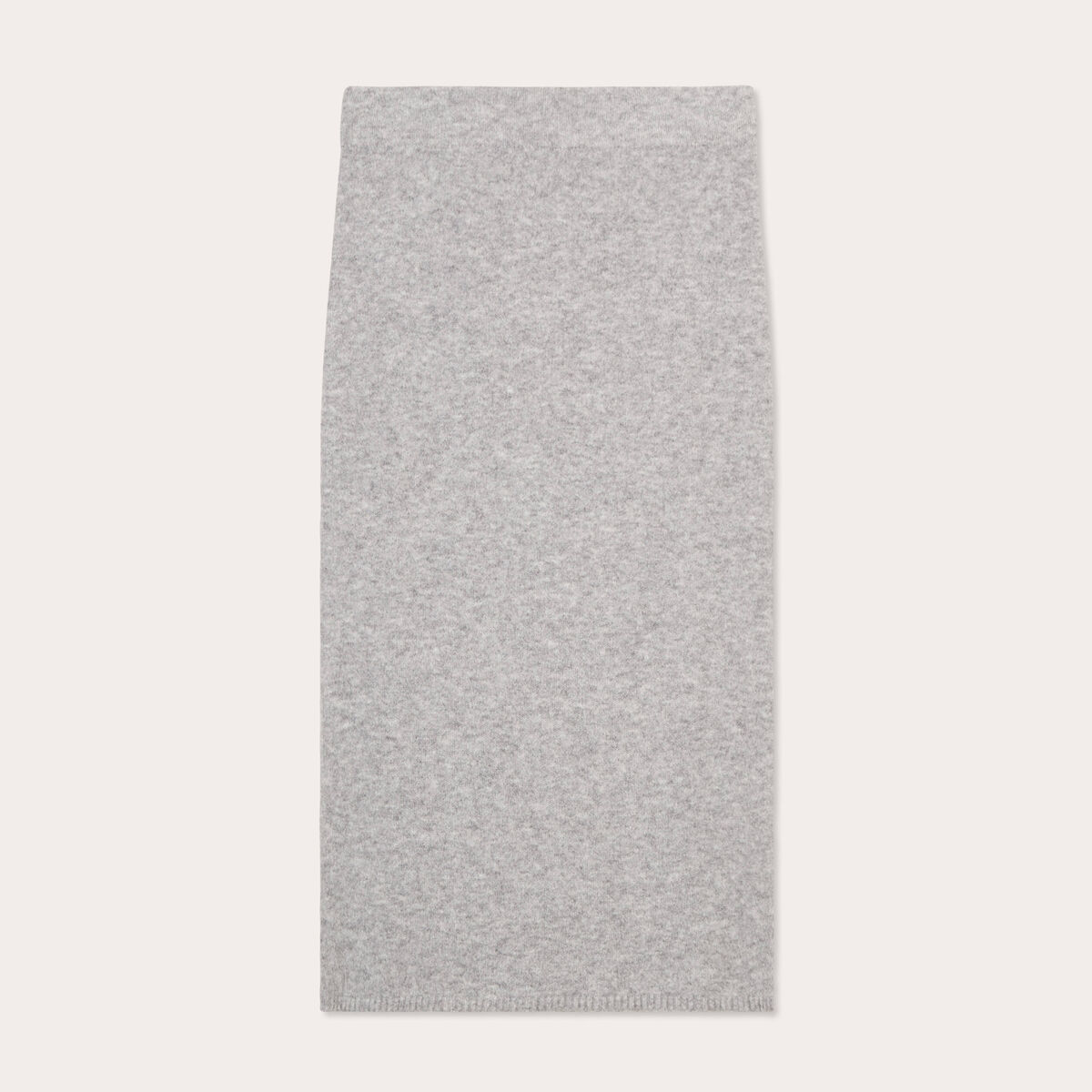 Jupe tricot midi droite gris clair femme