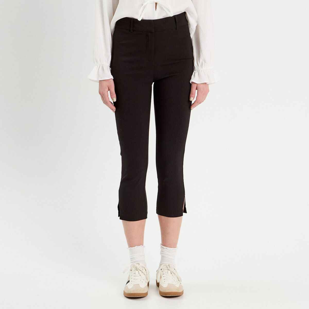 Pantalon capri ajusté 7/8ème noir femme