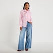 Chemise brod&eacute;e manches longues rose femme