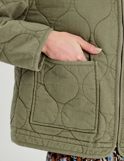 Veste matelassée zippée vert kaki femme
