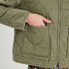 veste matelassee zippee vert kaki femme Veste matelassée zippée vert kaki femme