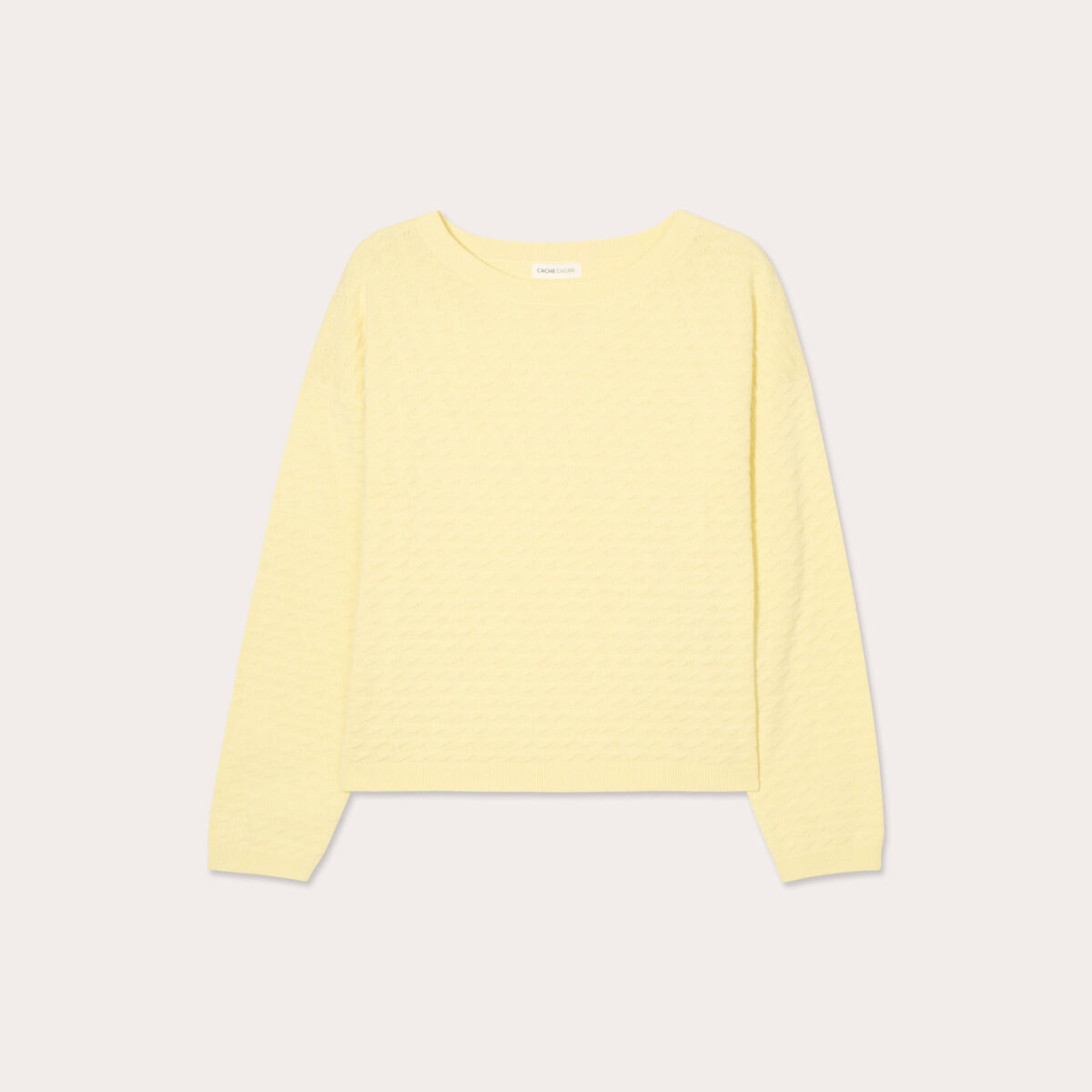Pull col bateau jaune clair femme