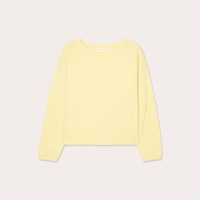 Pull col bateau jaune clair femme
