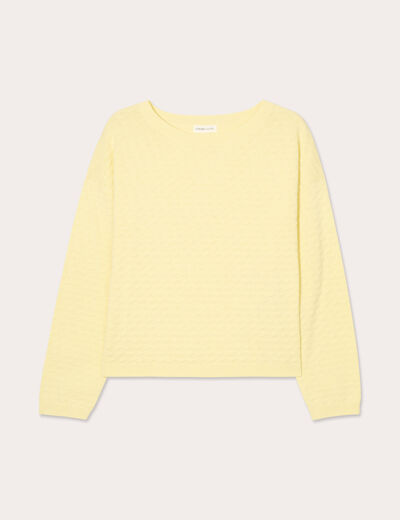 Pull col bateau jaune clair femme