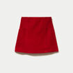 Jupe trap&egrave;ze en velours rouge femme