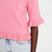 Pull col rond manches courtes rose clair femme
