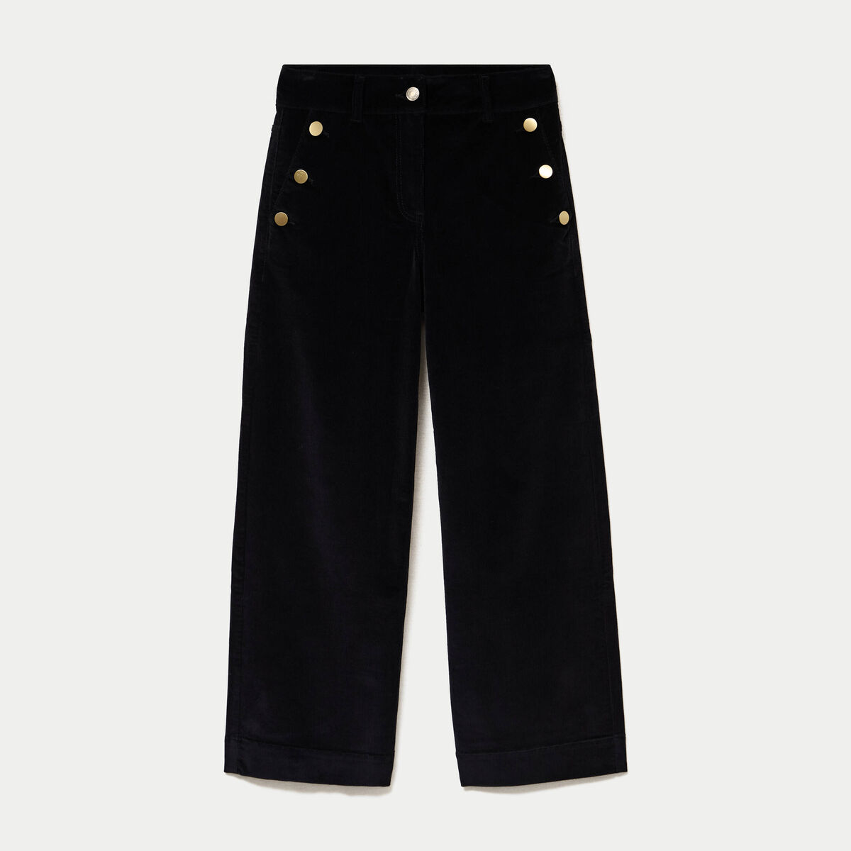 Pantalon taille haute velours noir femme
